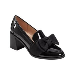 Bandolino Korrar Loafer Women US 6.5M Black Patent Bow Detail Slip On Block Heel